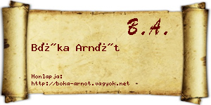 Bóka Arnót névjegykártya